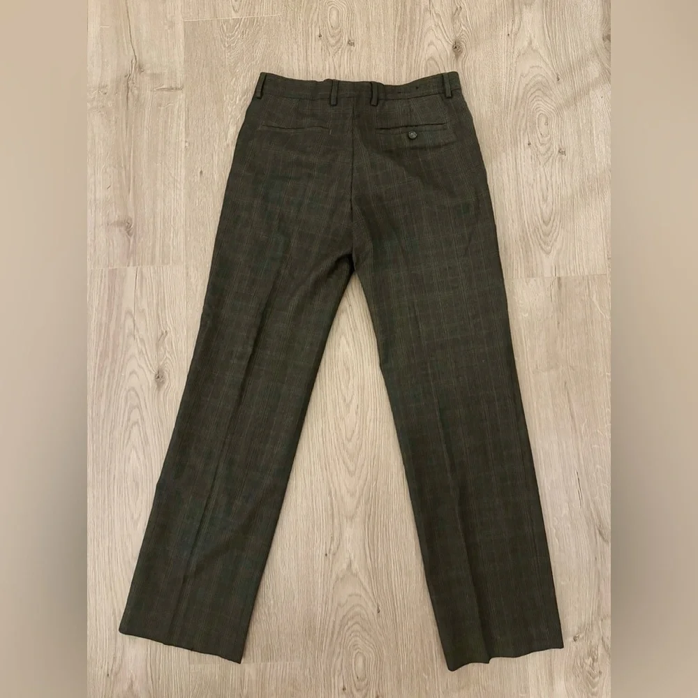 Banana Republic Straight Fit Wool Pants in Charcoal Plaid